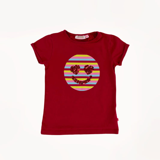 Fushia roze t-shirt, smiley met pailletjes⎪104