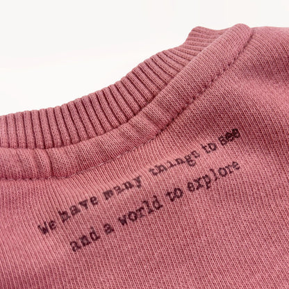 Roze sweater "...world to explore"⎪68