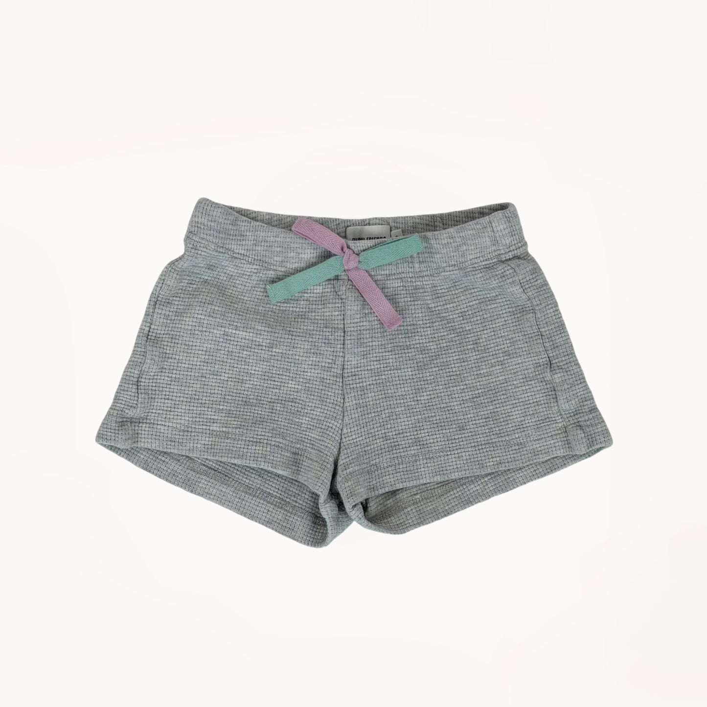 Grijze sweatshort met strikje, roze/muntgroen ⎪98