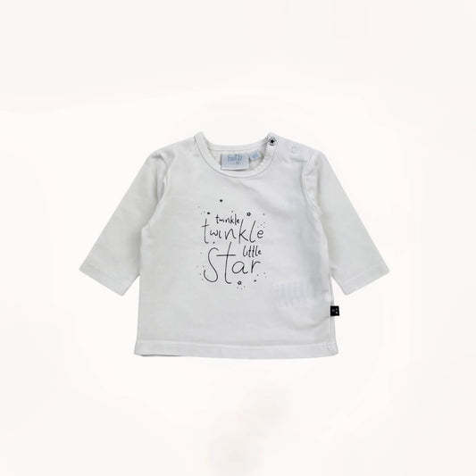 Wit shirtje met lange mouwen "twinkle twinkle little star"⎪56