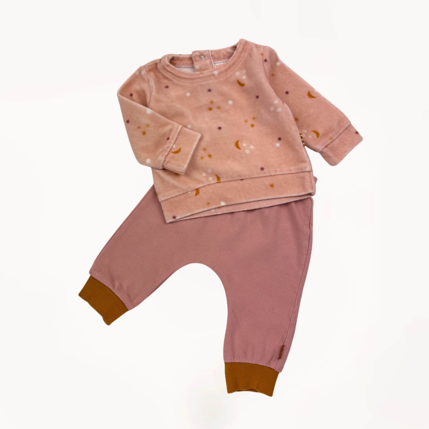 Comfy roze lounge set, baggy trainingsbroek & fluwelen top met sterretjes⎪62